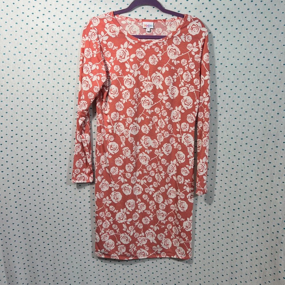 NWT LulaRoe Pink & White Floral Long Sleeve Debbie Dress